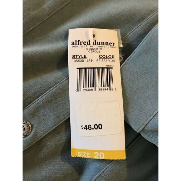 Alfred Dunner Womens Seafoam Long Sleeve Button Up Solid Moleskin Shirt Size 20 - Picture 9 of 9